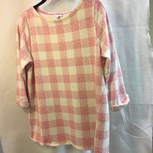 J Jill Pink Plaid Pullover Sz L